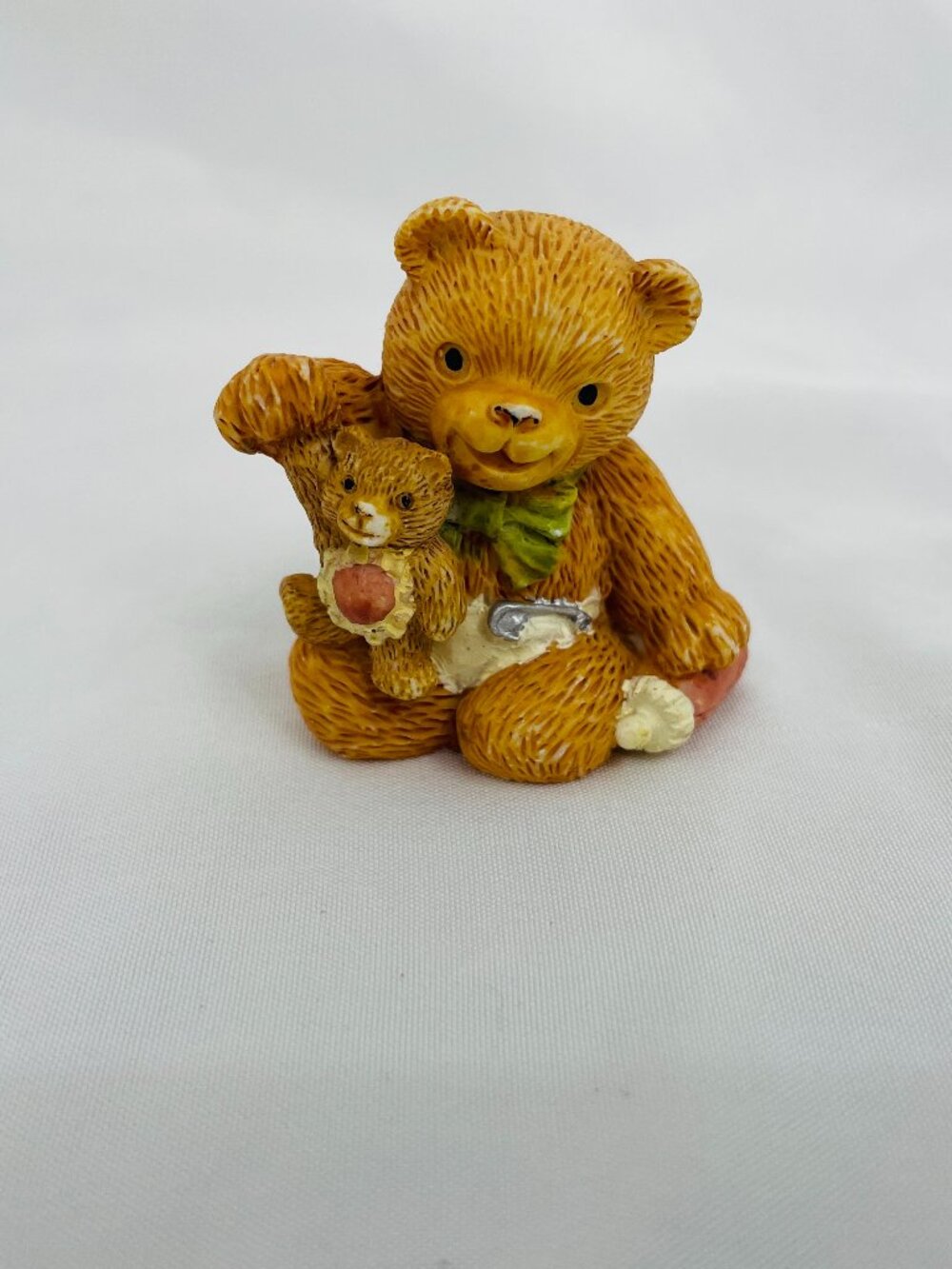 Cherished Vintage 1980s Small Baby Bear with Bear Doll Figurine